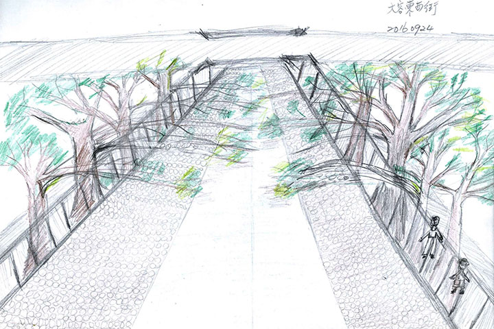 劉美雲手繪的綠園道。